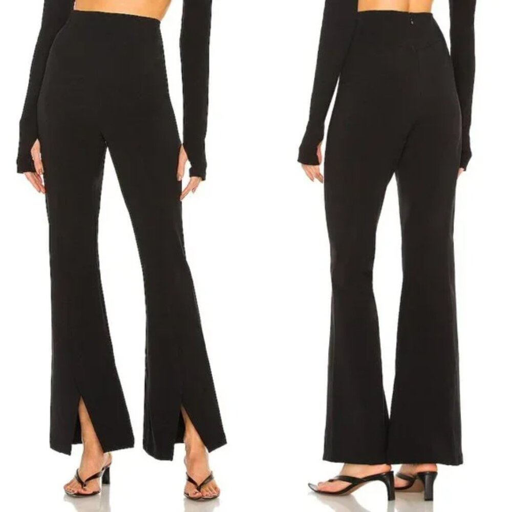Free People Black High-Waist Flare Pants with Front Slits
